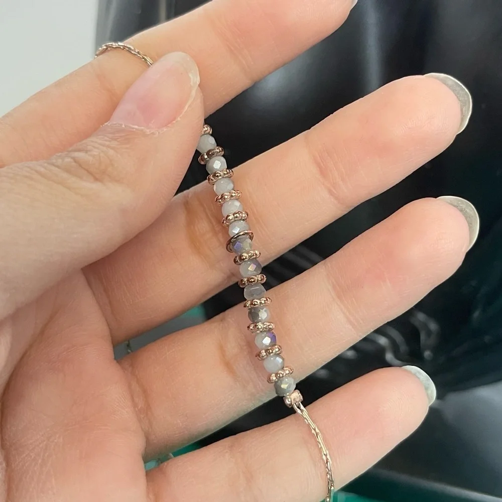 Rose gold purple beaded Liz Claiborne adjustable bracelet - Picture 4 of 4